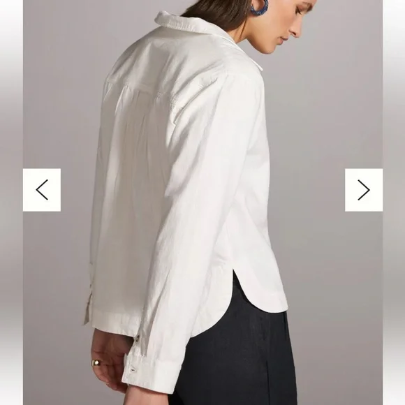 NWOT Anthropologie Pilcro White Linen Oxford Blouse- L - Picture 2 of 14